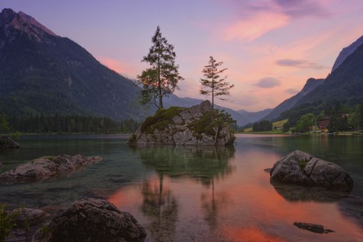 Hintergrundbilder - Evening at the lake - Hintersee
