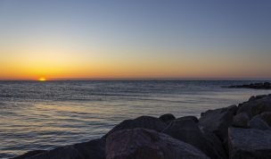 Hintergrundbild Buhne mit Sonnenuntergang