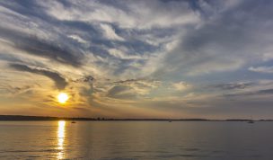 Hintergrundbild - Sonnenuntergang über der Kieler Förde