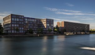 Hintergrundbild Bürogebäude und Pier Eins HDR