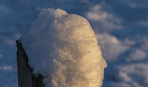 Hintergrundbild - Schnee auf einem Weidepfosten
